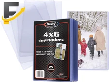 4X6 Photo & Postcard Topload Holders 25 Pack Rigid 4X6 Toploader Protectors