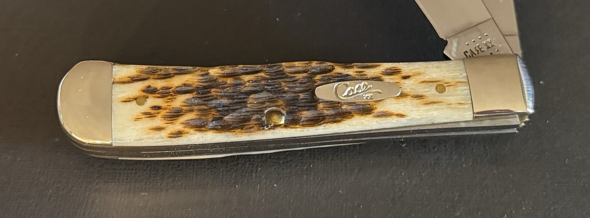 🔥 Case XX 6254 Amber Bone Peach Seed Jig Trapper Knife | eBay