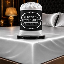Satin Fitted King Size 1 PC   Luxuriously Smooth  Softer Than Silk Bed She...