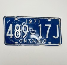 ONTARIO LICENSE PLATE 1971 / 489 17J /1971 ONTARIO LICENSE PLATE