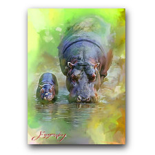 Hippopotamus #2 Art Card Limited 33/50 Edward Vela Signed (Animals -)