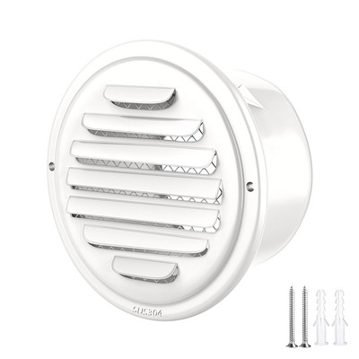 White 304 Stainless Steel Air Vents Cover, Louvered Grille Cover Vent Flat Du...