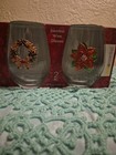 Set of 2 Rhinestone Christmas Tree Stemless Wine Glasses Red Green Gold