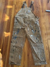 Painted Carhartt Overalls 46x30 Double Knee Duck Canvas Bib
