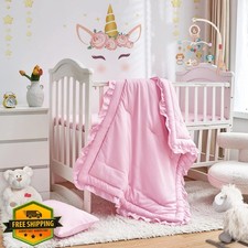UOZZI BEDDING Crib Set Pink Comforter Sheet Case