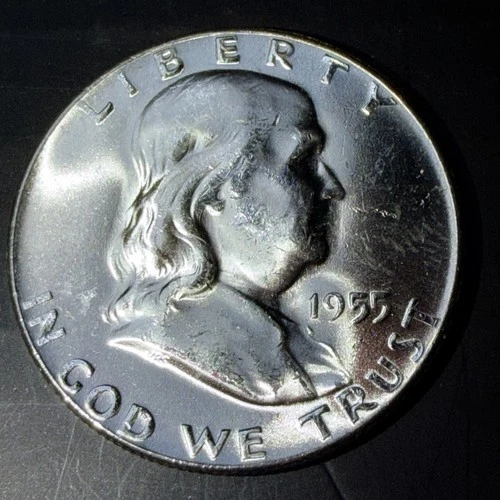 1955 (P) Franklin Silver Half Dollar Brilliant Uncirculated "Key Date Coin"   #1