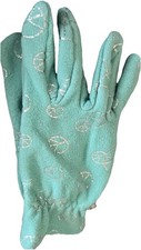 NWT GIRLS OLD NAVY FLEECE GLOVES-SIZE LARGE-TURQUOISE/SILVER PEACE SIGNS