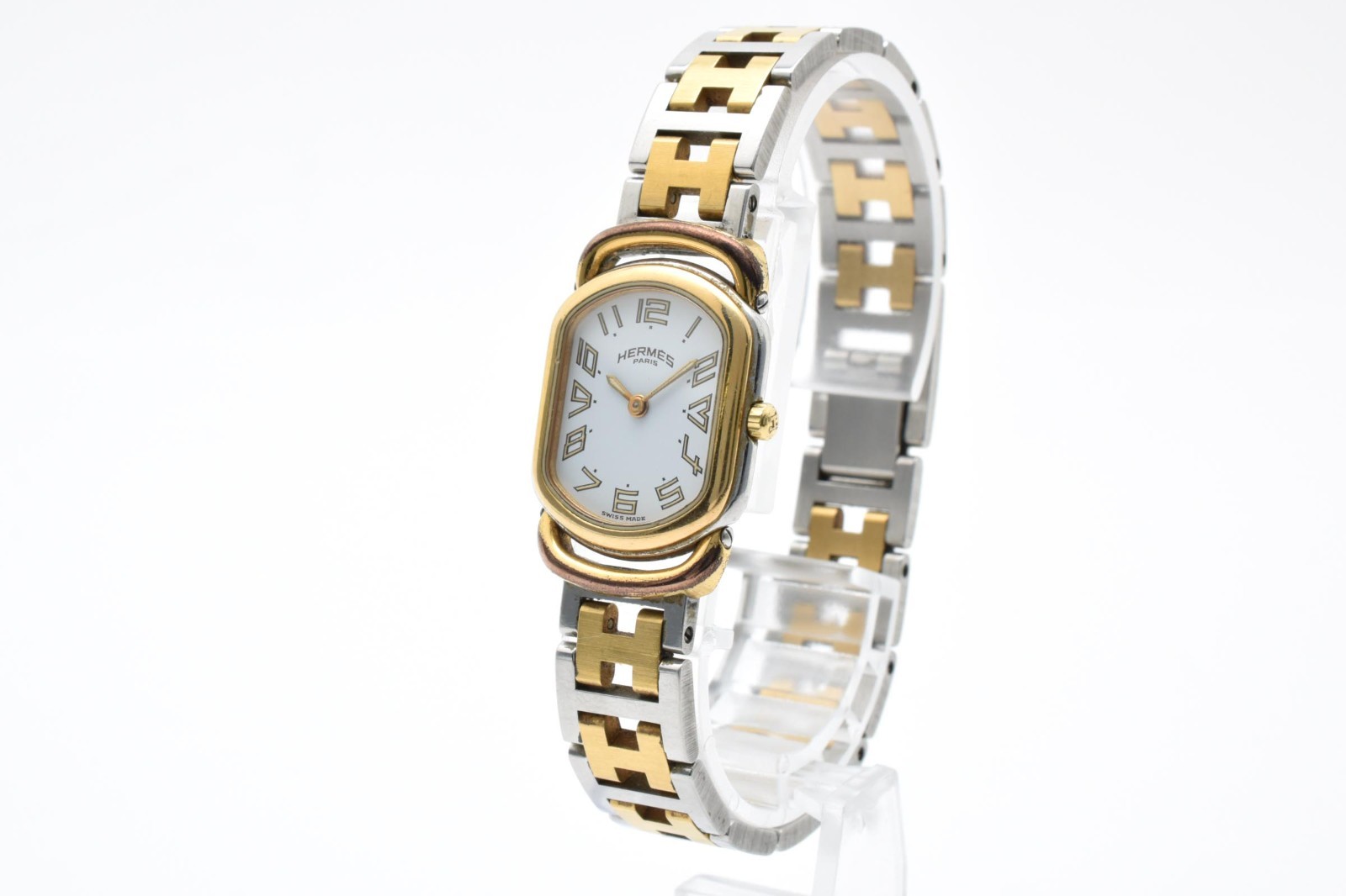 Vintage [Exc+4]HERMES Rally RA1.240 Two-Tone White Dial 20mm Quartz Ladies Watch image 4