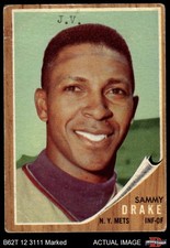 1962 Topps #162 Sammy Drake Green Tint Mets RARE VARIATION 1.5 - FAIR