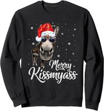 Merry Kissmyass Donkey Sarcastic Xmas Funny Pajama Christmas Unisex Sweatshirt