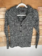 Michel Klein Women’s Grey Knit Half Button Up Collared Sweater Size 46 US M