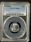 1943-D  1C  Lincoln Wheat One Cent  PCGS MS66  57508144