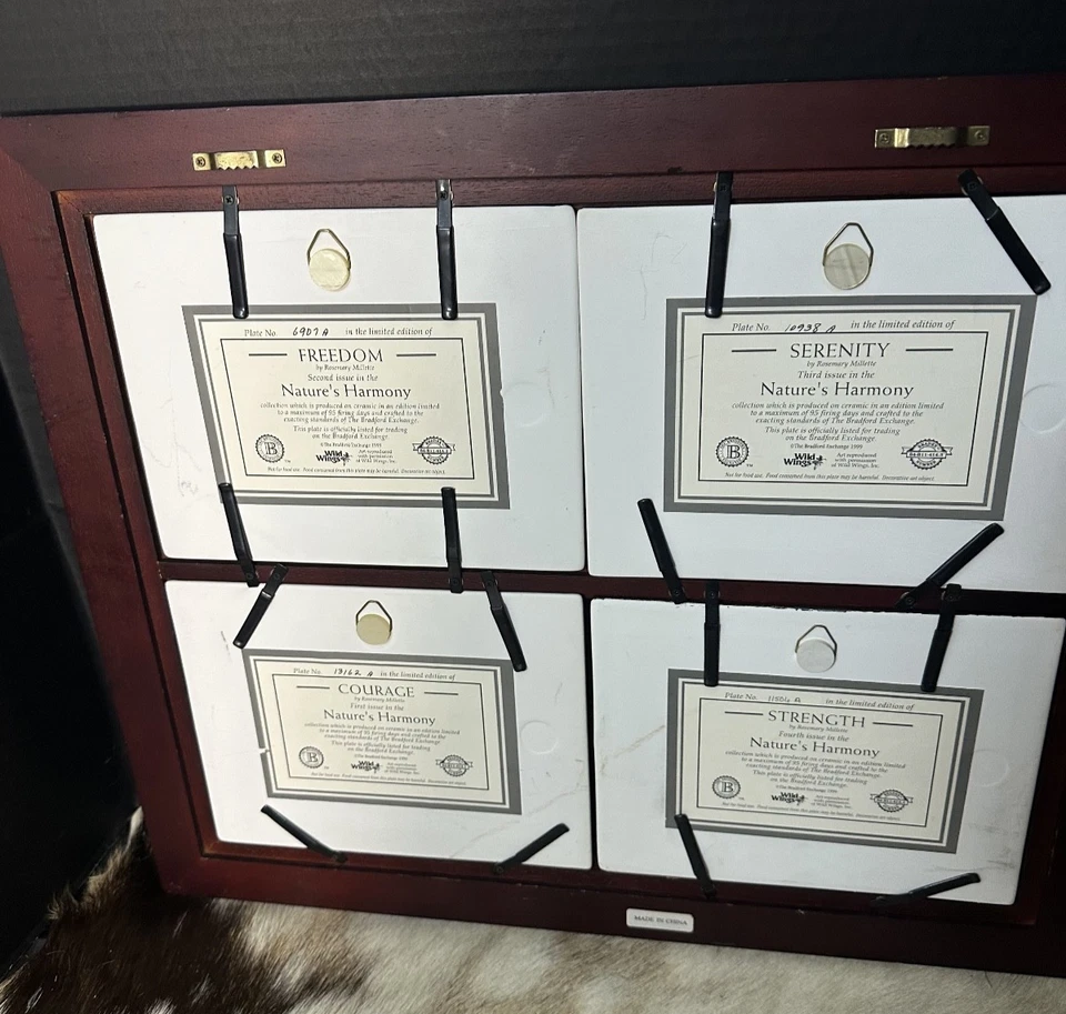 4 Framed Bradford Exchange Ceramic Plates Nature's Harmony By Rosemary Millette - Image 3 of 4