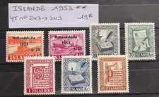 TIMBRES ISLANDE 1953 YT N° 243 à 249 NEUFS ** MNH