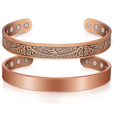 Auramag Copper Bracelets for Women, 6.77 inches, Copper-tree  uncoated Smooth