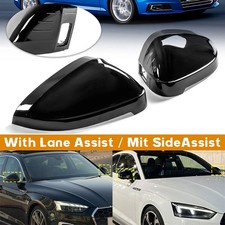 Schwarz Spiegelkappen Kappen Gehäuse Für AUDI A5 F5 A4 B9 Avant mit SideAssist