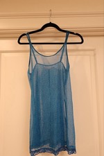 Victoria's Secret Blue Mesh Lace Slip Adjustable Straps Wireless Size S