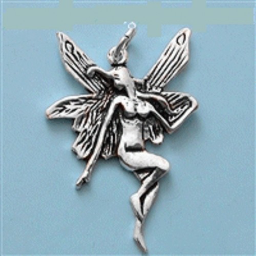 Sterling Silver 925 Fairy Pendant or Charm 3-D 1.57" - Picture 2 of 5