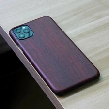 For iPhone 15 14 17 Pro Max 16 Wood Rosewood MAHOGANY Real Wooden Slim Back Case