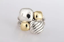 David Yurman Chiclet Collection Sterling Silver & 18K Yellow Gold Ring ESTATE