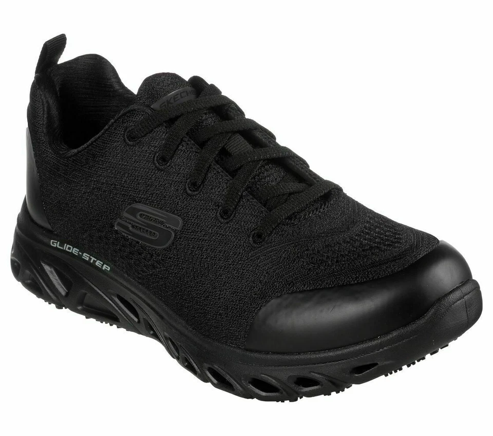 Work Shoes Skechers Black Glide Women Memory Foam oil Slip Resistant 108042 - Image 2 of 4