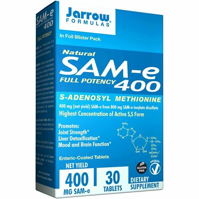 Jarrow Formulas Natural SAM-e (SAMe) 400, 400 mg, 30 magensaftresistente Tabletten