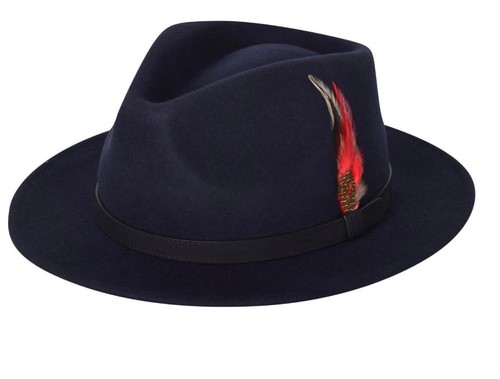 Sombrero Fedora 100 % Lana Unisex Pluma Sombrero Aplastable Ala Ancha Fieltro Sombrero Trilby Sombrero - Imagen 9 de 17