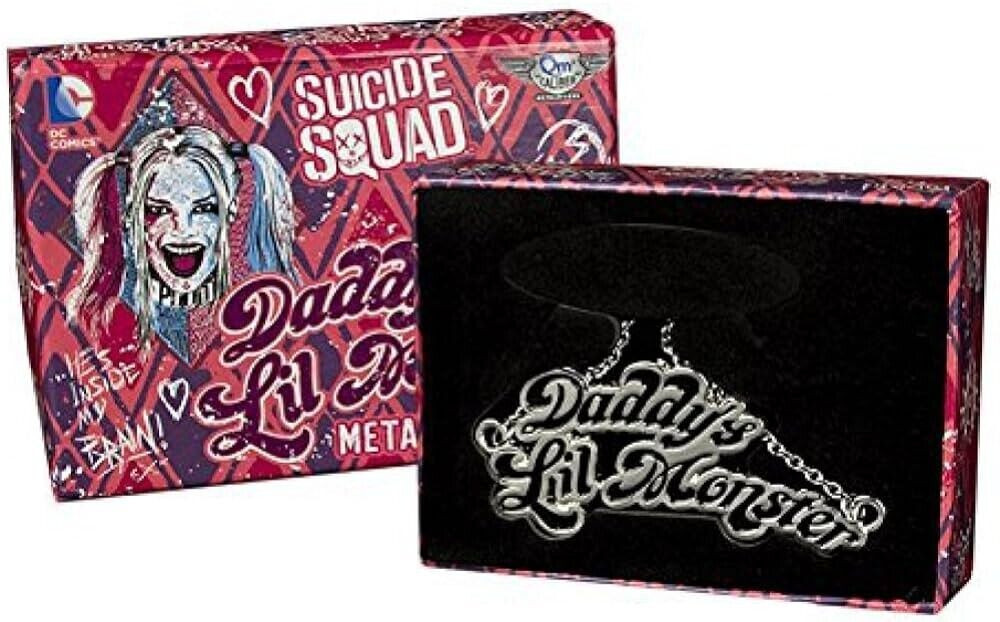 OFFICIAL HARLEY QUINN SUICIDE SQUAD DADDY'S LITTLE MONSTER NECKLACE By QMX NEW!