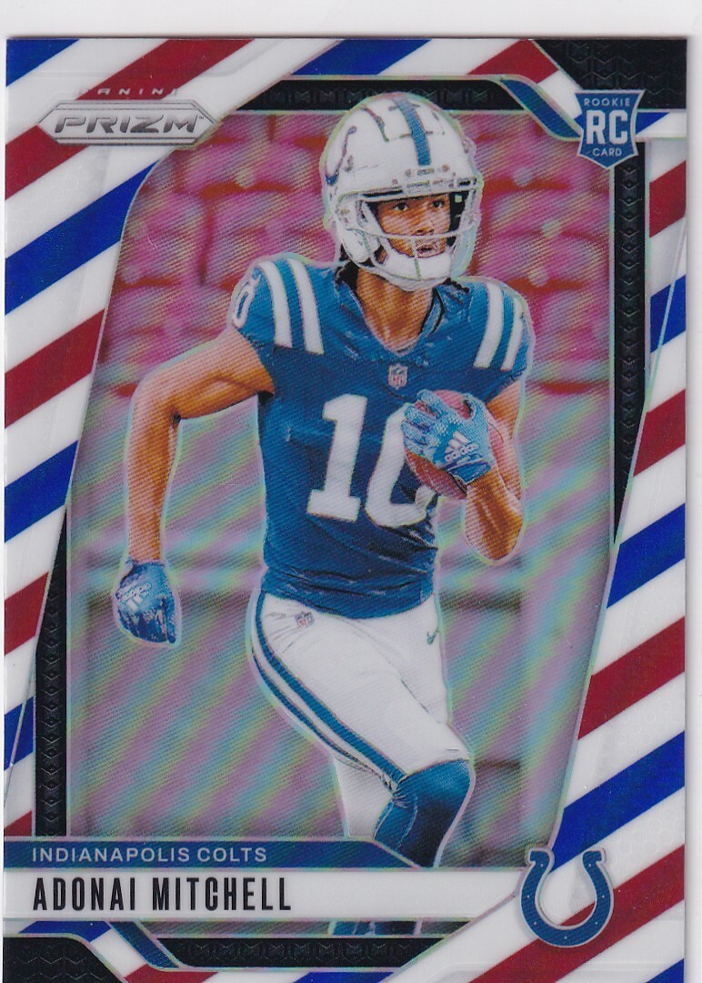 2024 Panini Prizm - Rookies Adonai Mitchell #303 Red White & Blue Prizm (RC)