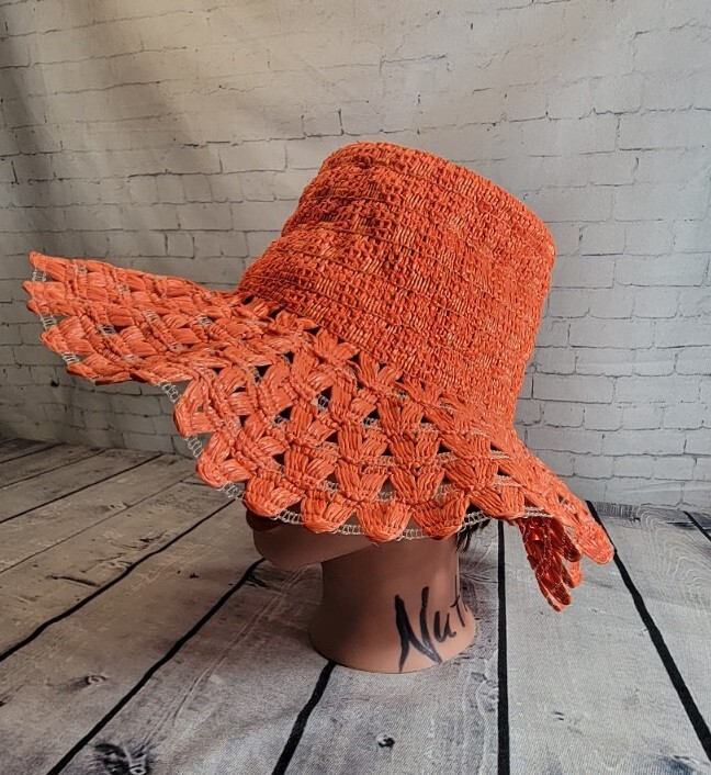 Vtg 60’s Synthetic Raffia Sun Floppy Hat s-l400.jpg main image 2