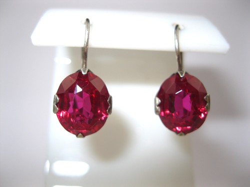 EARRINGS SILVER 875 Ruby corundum stones Soviet Union USSR Vintage Original - Picture 17 of 23