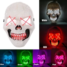 Light Up Skeleton Mask - Halloween Party Costume Dance Rave LED Mask with 3 Mode