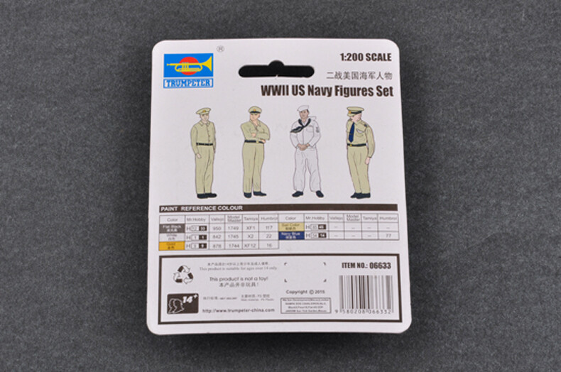 Trumpeter #06633 1/200 Scale WWII US Navy Figures Model Kits