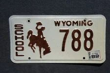 1982 Wyoming SCHOOL License Plate # 788