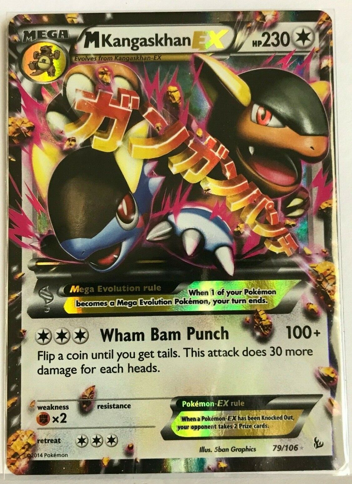 MEGA Kangaskhan EX 109/106 SECRET RARE GOLD ULTRA Pokemon XY Flashfire NM  2014 M