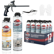 Kraken Bond Drywall Panel Adhesive Foam 24oz 12 Pack Gun Incl. Set Kraken Bond Drywall Panel Adhesive Foam 24oz 12 Pack Gun Incl. Set