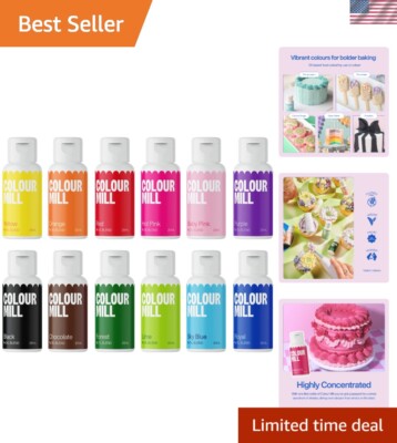 12 Rich and Vibrant Colors Oil-Based Food Coloring - Perfect for Cake Decorating