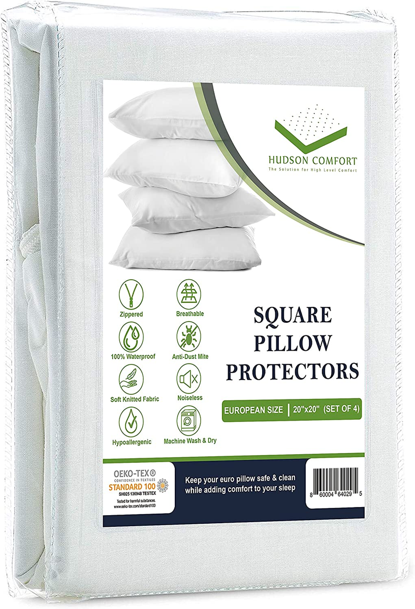 20X20 Pillow Protectors 100% Waterproof, Prevents Feathers from