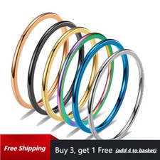 1mm Thin Stainless Steel Rings Men Women Ring Lover Ring Simple Couple Size 5-11