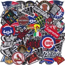 100 pcs Rock Music Band Car Motorcycle Cartoon Sports Logo Iron on Patch Random
