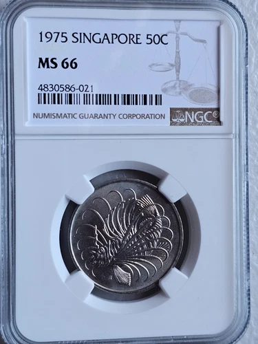 Singapore 50 Cents 1975 NGC MS 66