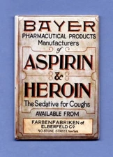 BAYER ASPIRIN HEROIN ADVERTISEMENT *2X3 FRIDGE MAGNET* VINTAGE PAIN MEDICATION