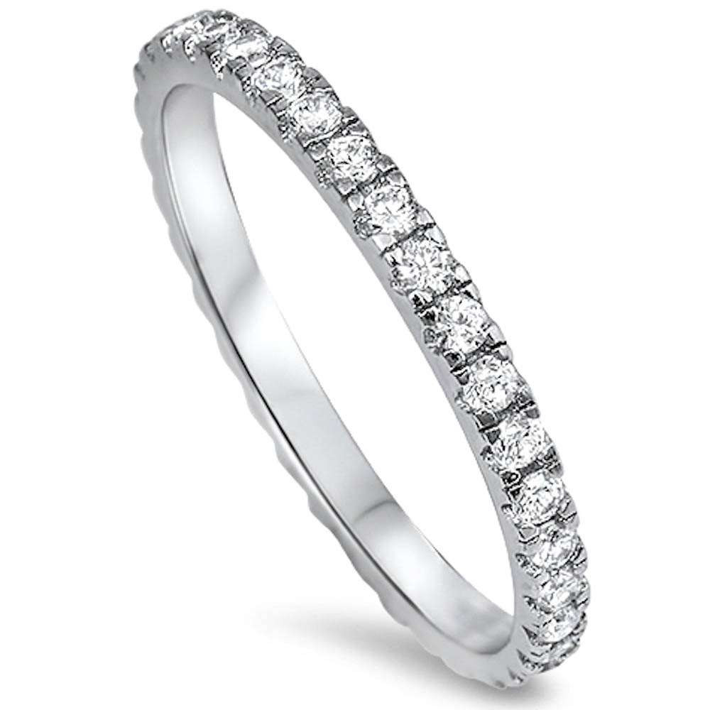 Infinity Love Eternity Wedding Band Ring For Women - Sterling Silver .925, CZ Stones, Sizes 4-10