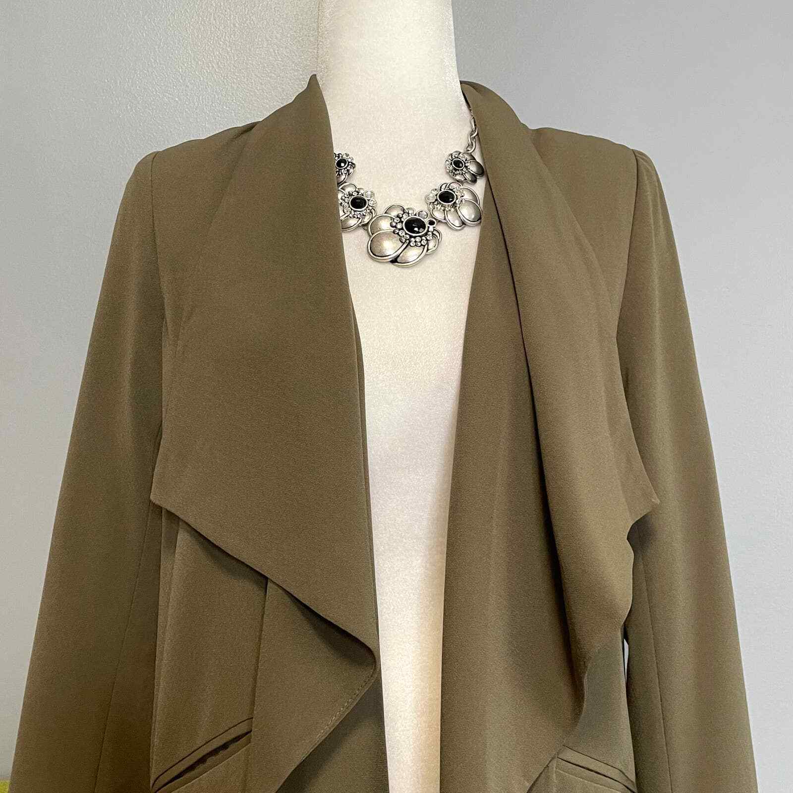 Tobi Olive Green Open Waterfall Jacket 