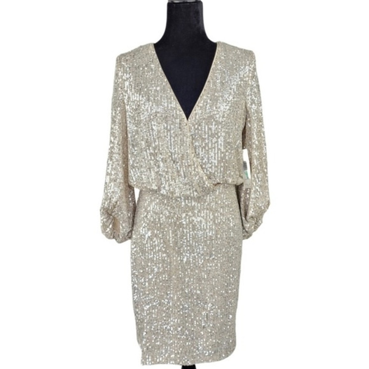 eliza j gold sequin dress Sequined Blouson Lined Homecoming Dresses3