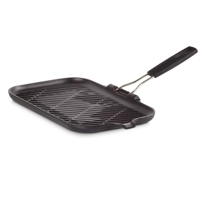 LE CREUSET Bistecchiera Rettangolare con Manico Pieghevole in Silicone 36x20 cm