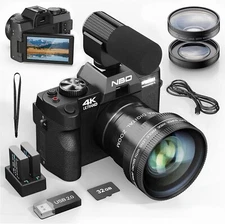 Digital Camera 4K 48MP 3" IPS LCD screen With Wide Angle & Macro Lens YouTube