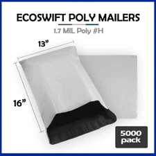 5000 13x15 EcoSwift Poly Mailers Plastic Envelopes Shipping Mailing Bags 1.7MIL