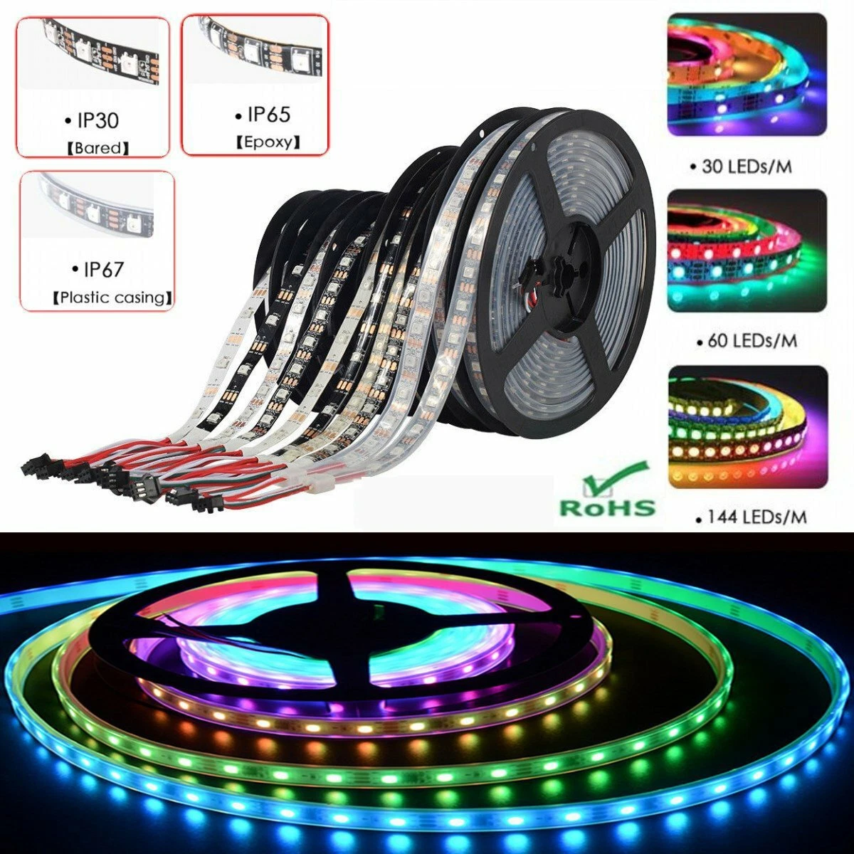 Flexible Individual Addressable LED Strip Kit USB Remote