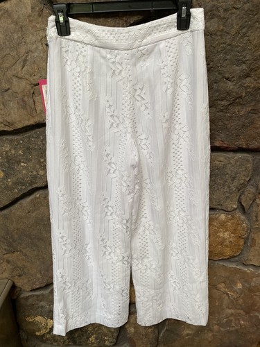 Pantaloni donna VINCE CAMUTO vita alta gaucho pizzo taglia 2 bianchi nuovi con etichette $ 119 9129340E - Foto 3 di 4